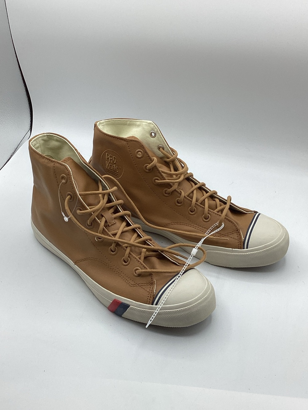 Pro-Keds New Tan Leather High-Top Sneakers with Cream Soles